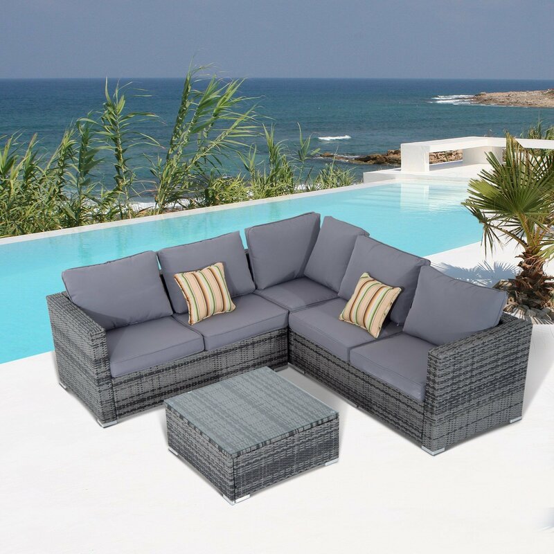 Sol 72 Outdoor Klassen 5 Seater Rattan Corner Sofa Set & Reviews
